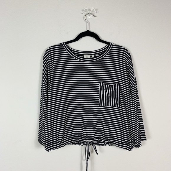 Good Luck Gem Tops - Good Luck Gem - Black & White Striped Top Size XL